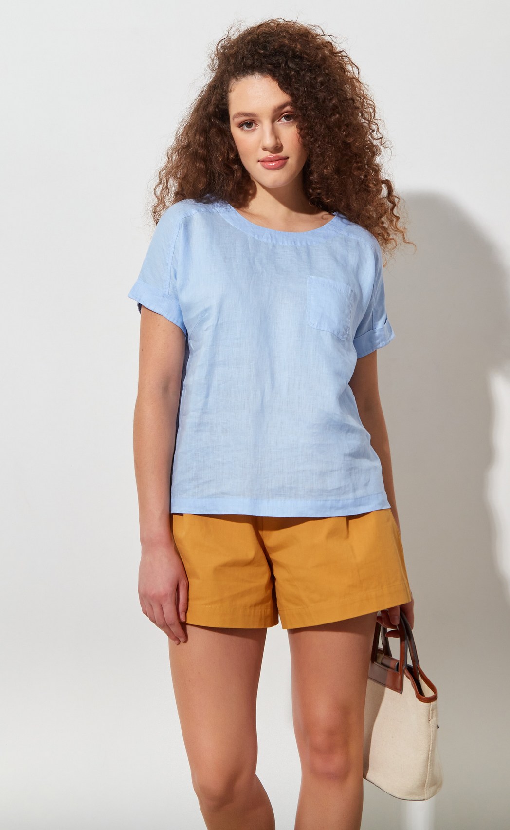 Блузка лен F212-1130 pale blue