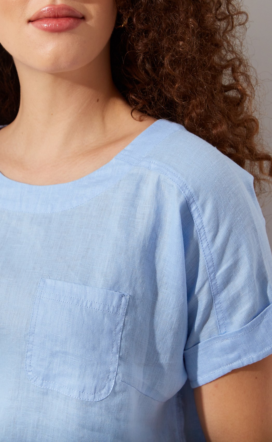 Блузка лен F212-1130 pale blue