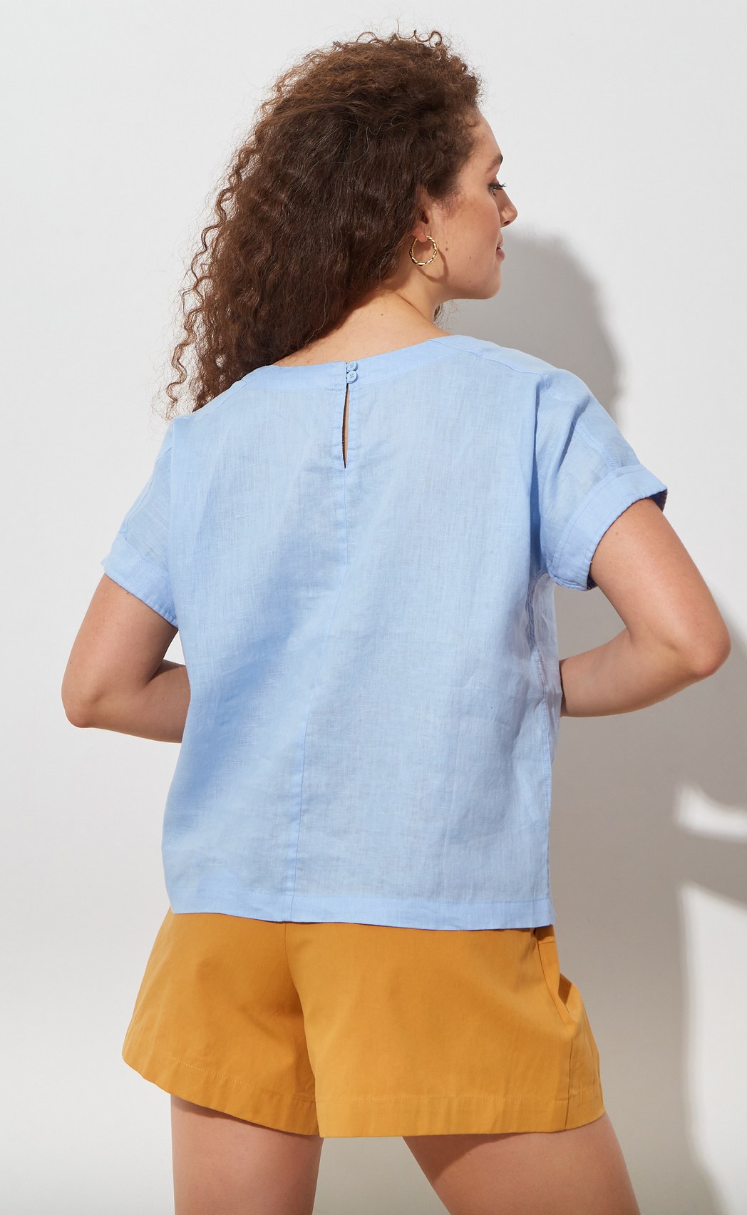 Блузка лен F212-1130 pale blue