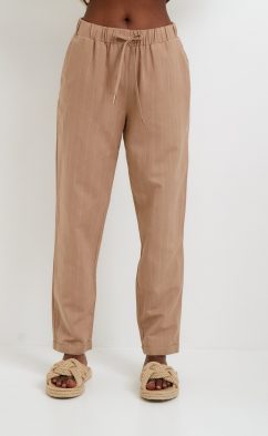 Брюки лен F212-0810 d.beige