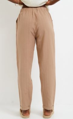 Брюки лен F212-0810 d.beige