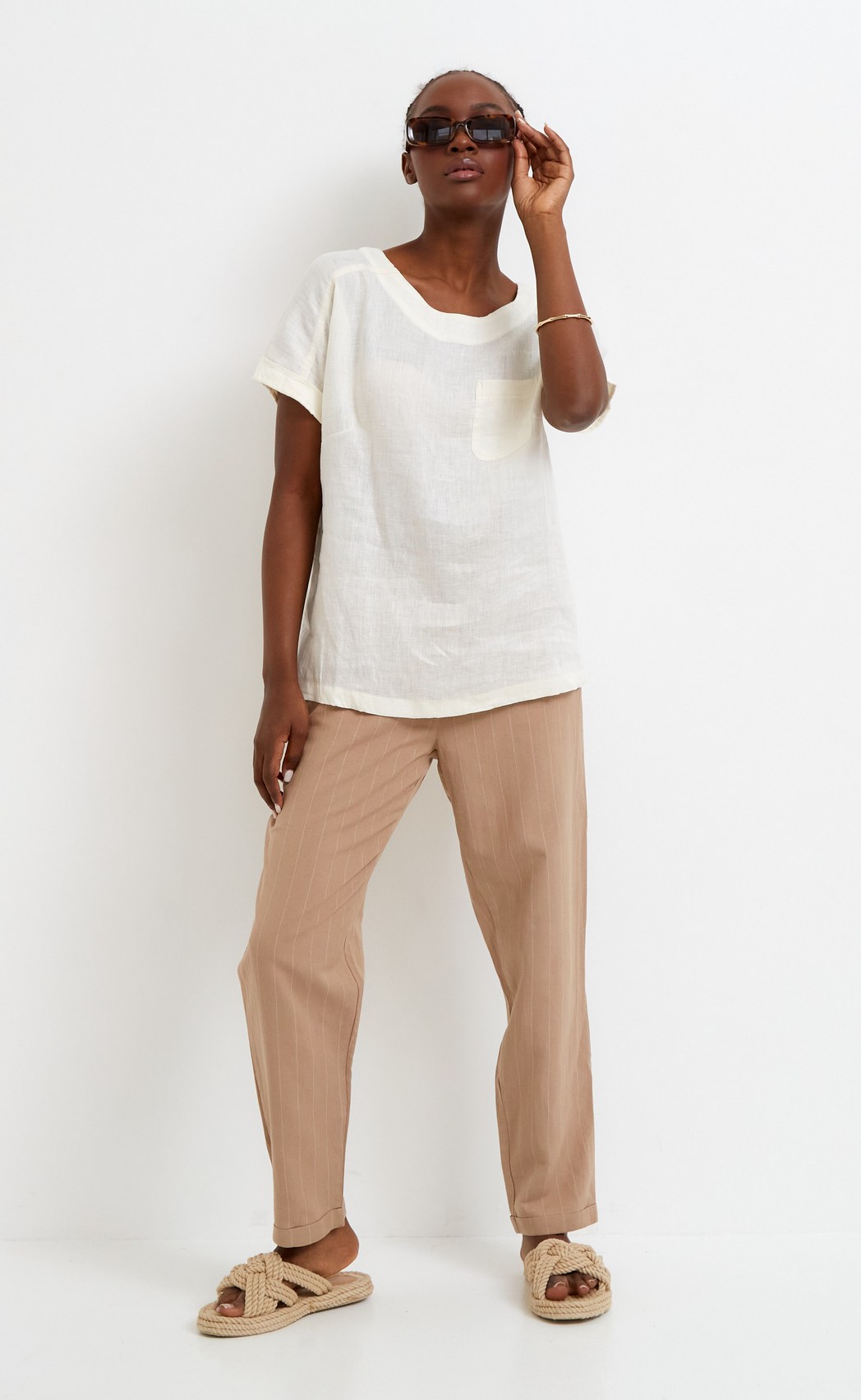 Блузка лен F212-1130 milk