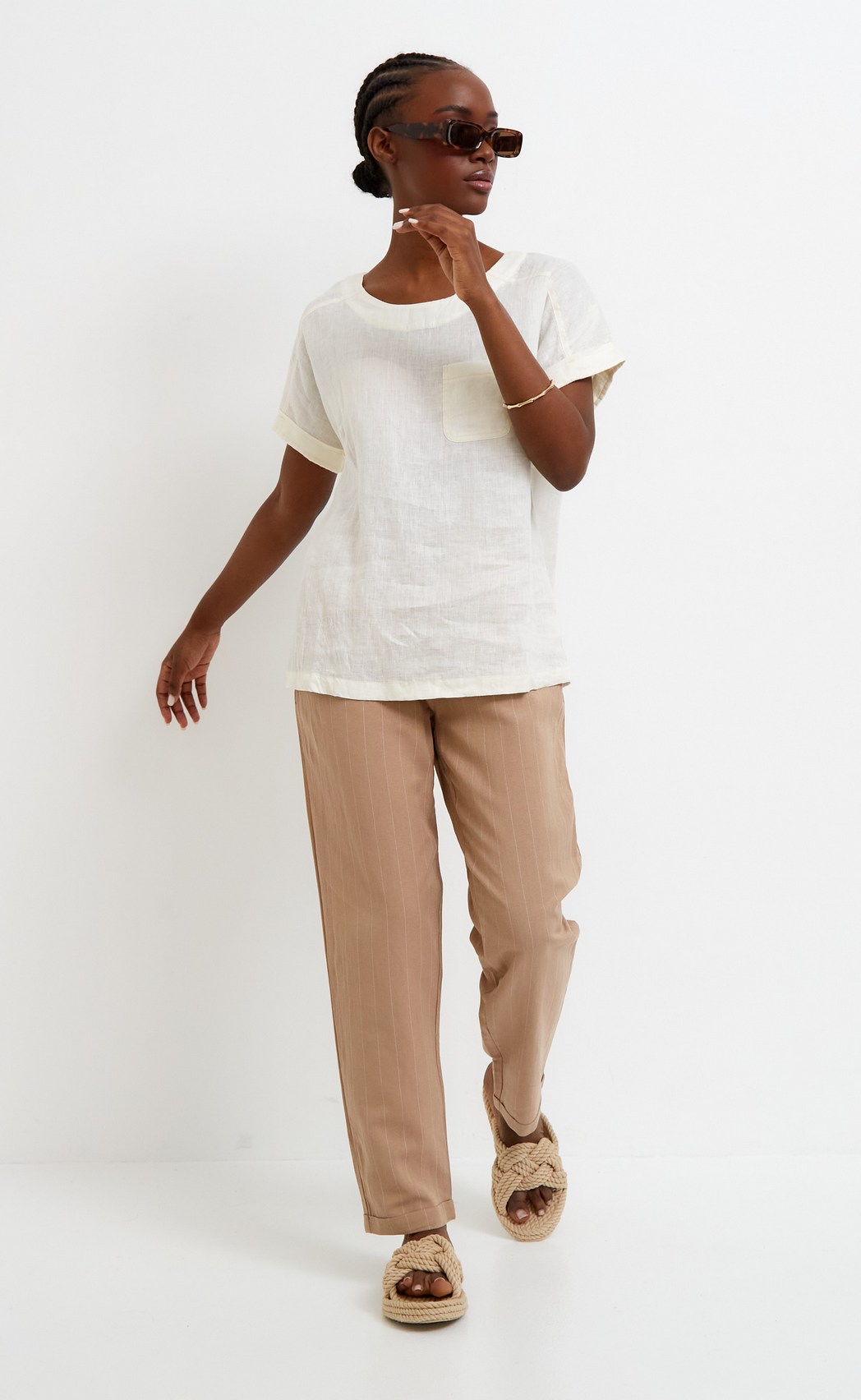 Блузка лен F212-1130 milk