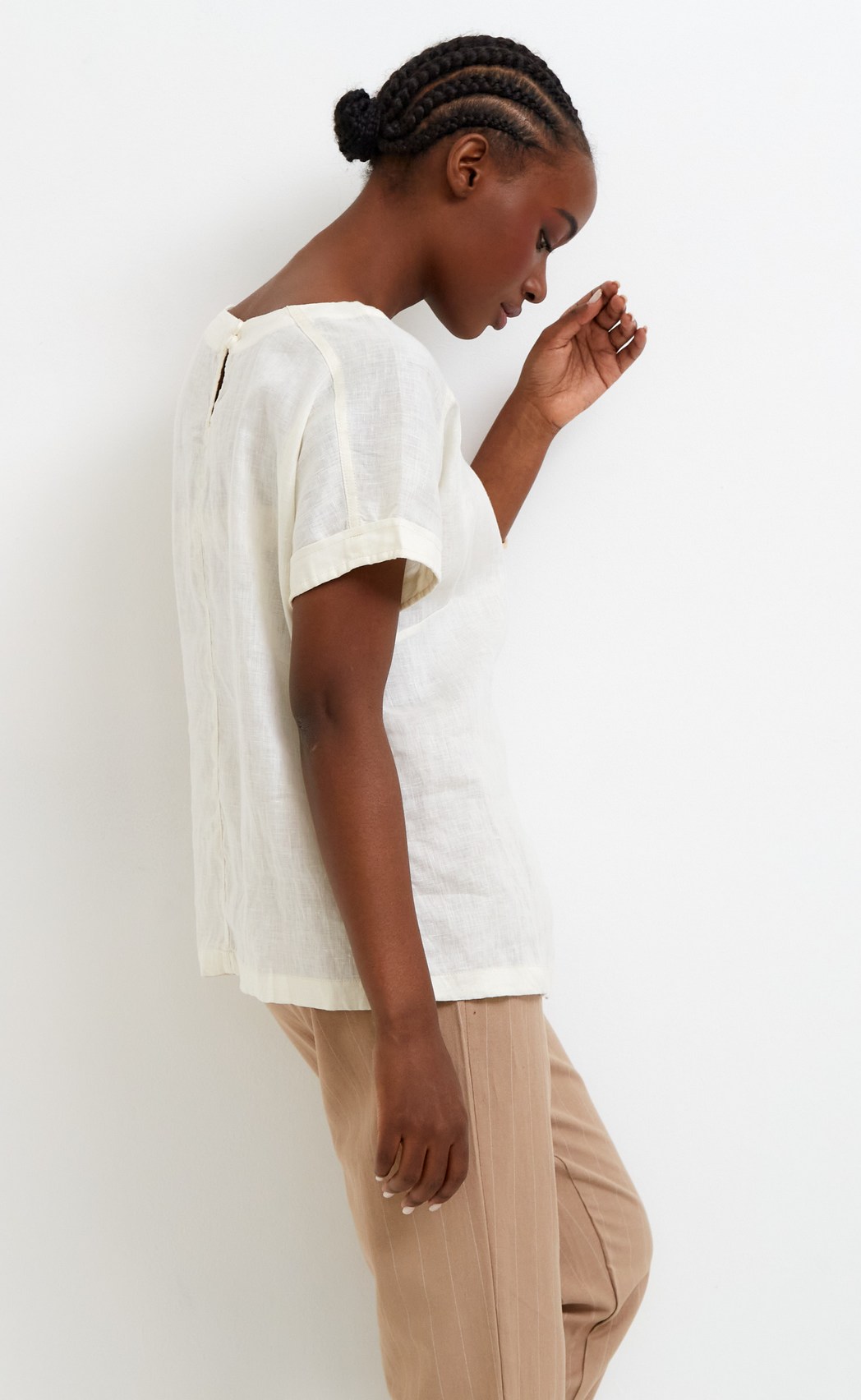 Блузка лен F212-1130 milk