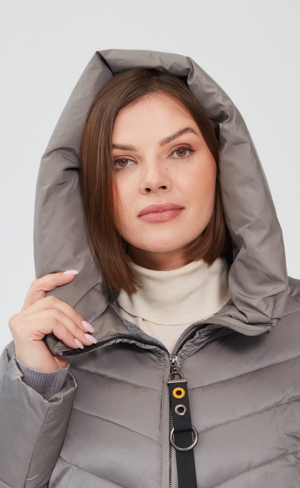 Куртка стеганая зимняя женская с капюшоном SCWV-IW459-C brown