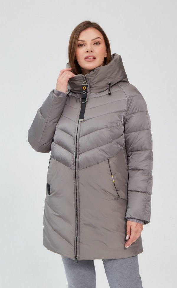 Куртка стеганая зимняя женская с капюшоном SCWV-IW459-C brown