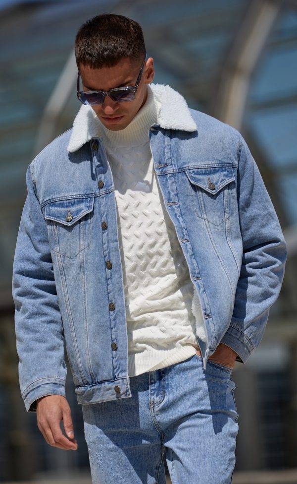 Куртка мужская джинсовая утепленная F021-1370-01W голубой