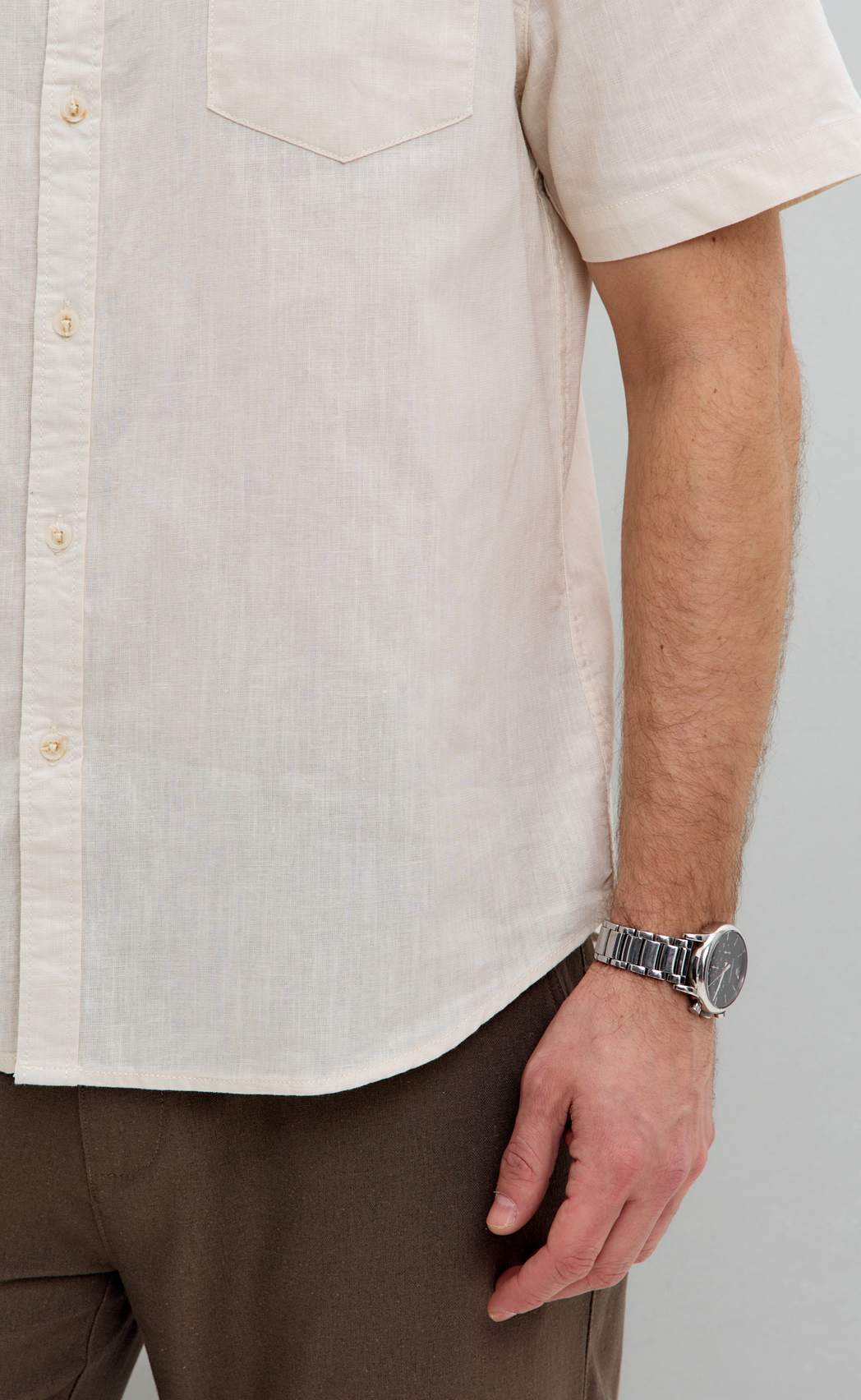 Рубашка к/р лен F111-0451 beige