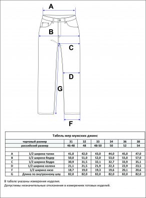 Джинсы мужские прямые широкие классические F311-0101R средне-синие
