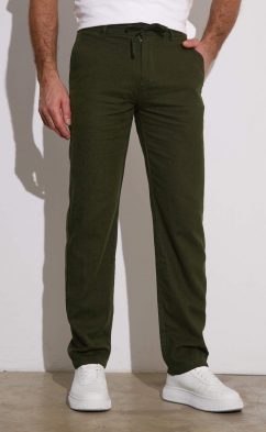 Брюки лен F111-0855 khaki