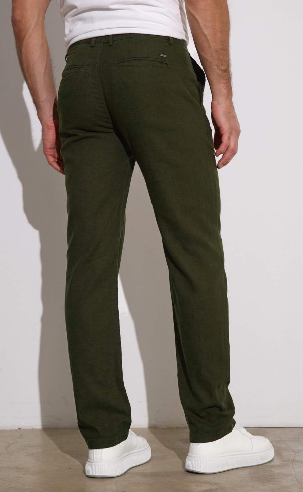 Брюки лен F111-0855 khaki