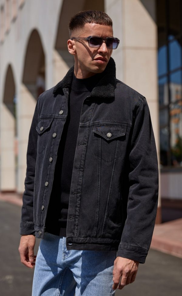 Куртка мужская джинсовая утепленная F021-1370-01W retro black