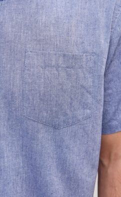 Рубашка к/р лен F111-0450 middle blue