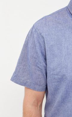 Рубашка к/р лен F111-0450 middle blue