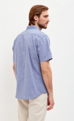 Рубашка к/р лен F111-0450 middle blue