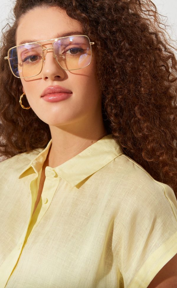 Рубашка лен F212-0441-2 lemon