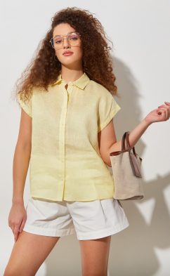 Рубашка лен F212-0441-2 lemon