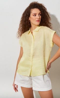 Рубашка лен F212-0441-2 lemon