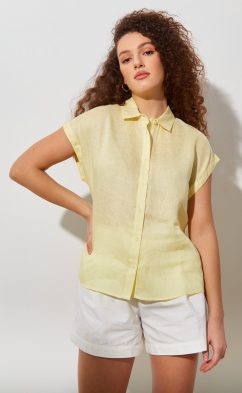 Рубашка лен F212-0441-2 lemon