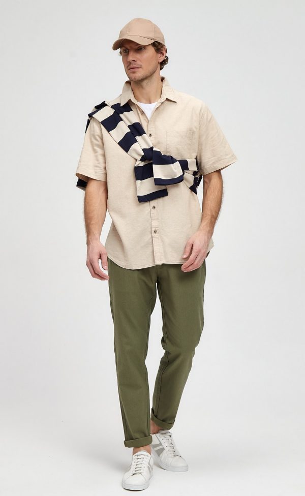 Рубашка к/р лен F111-0450 beige