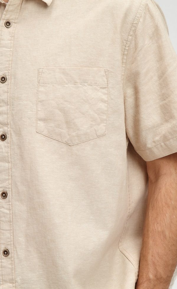 Рубашка к/р лен F111-0450 beige