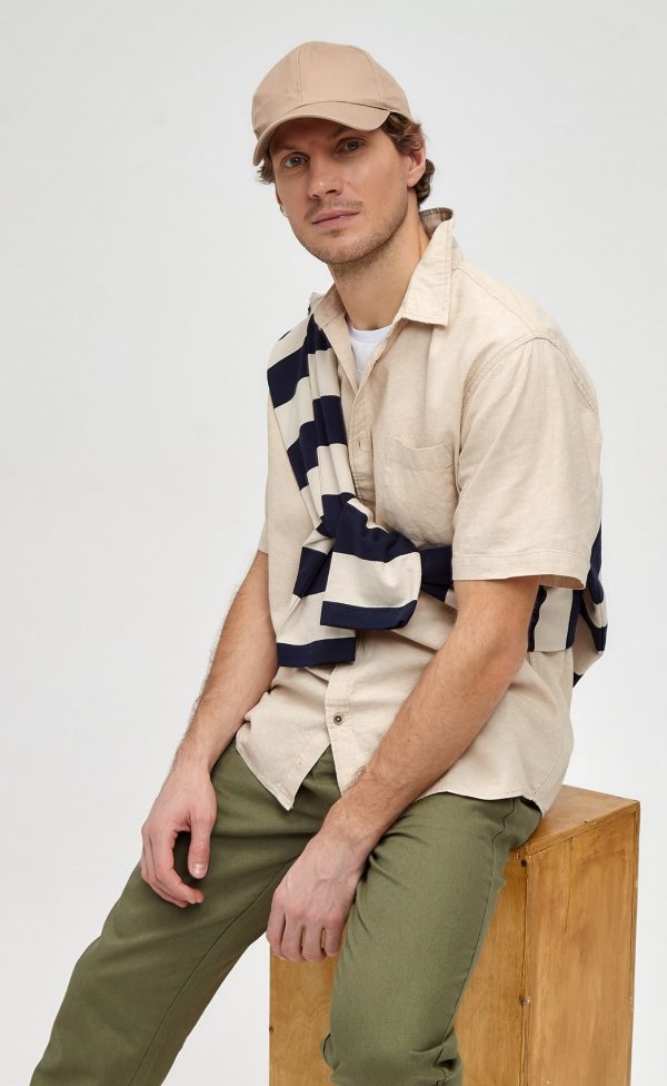 Рубашка к/р лен F111-0450 beige