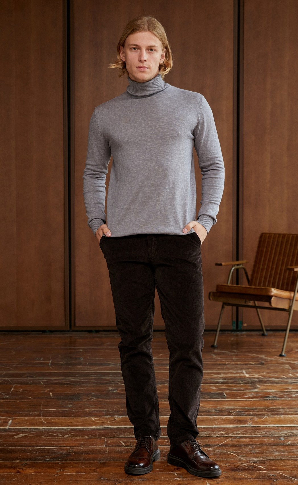 Водолазка P921-15608 grey melange