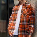 Рубашка мужская фланелевая в клетку F121-0460 orange