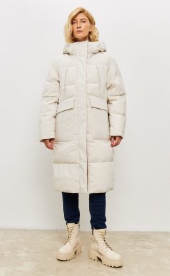 Куртка зимняя женская с капюшоном SCW-KW569-C молочный