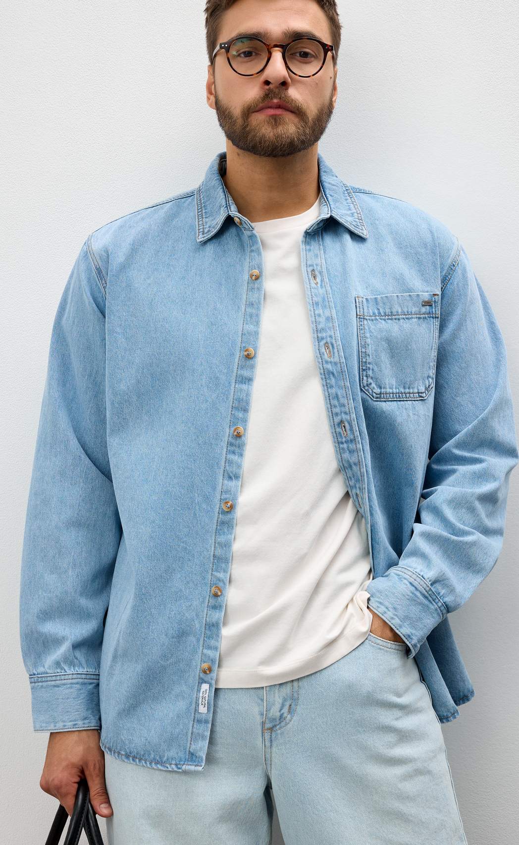 Рубашка джинс P311-1241 middle blue