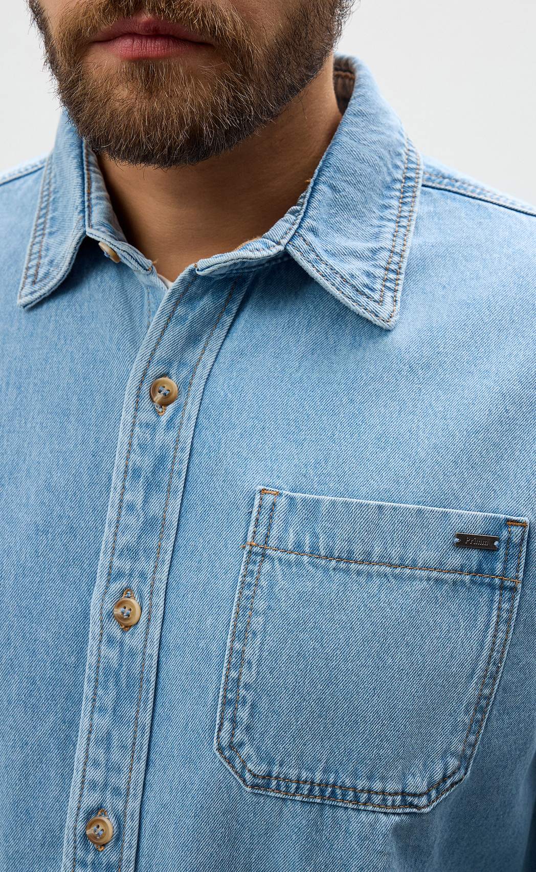 Рубашка джинс P311-1241 middle blue