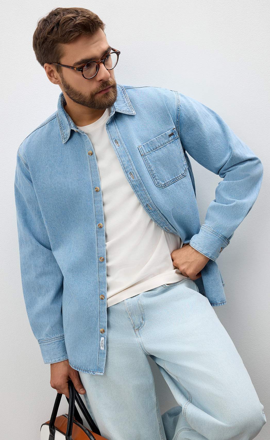 Рубашка джинс P311-1241 middle blue