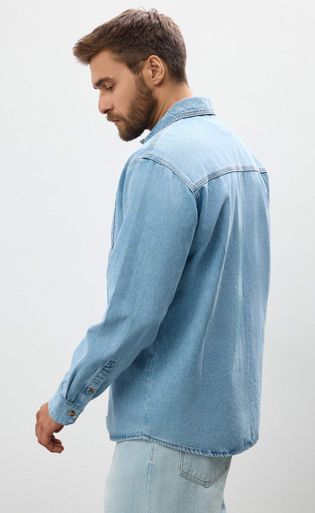 Рубашка джинс P311-1241 middle blue