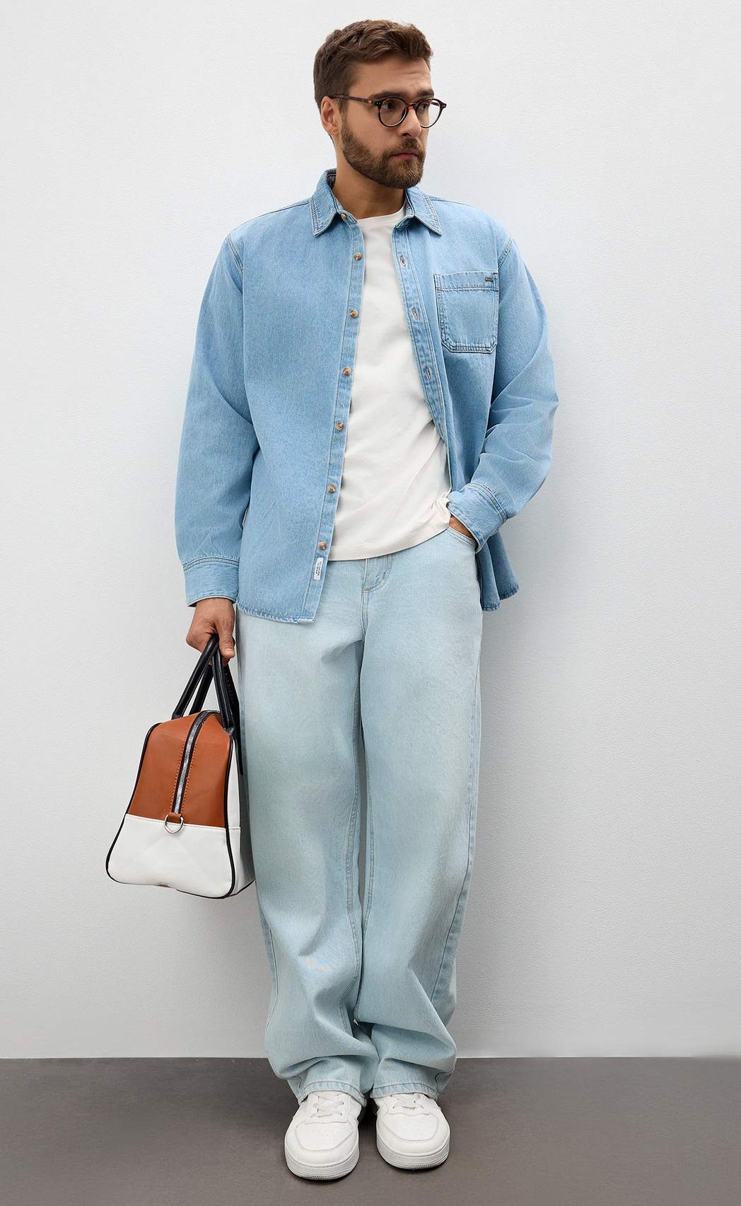 Рубашка джинс P311-1241 middle blue