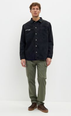 Рубашка джинс утепл F411-1254 black