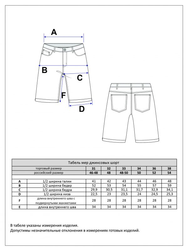 Шорты джинс P411-0963 middle blue