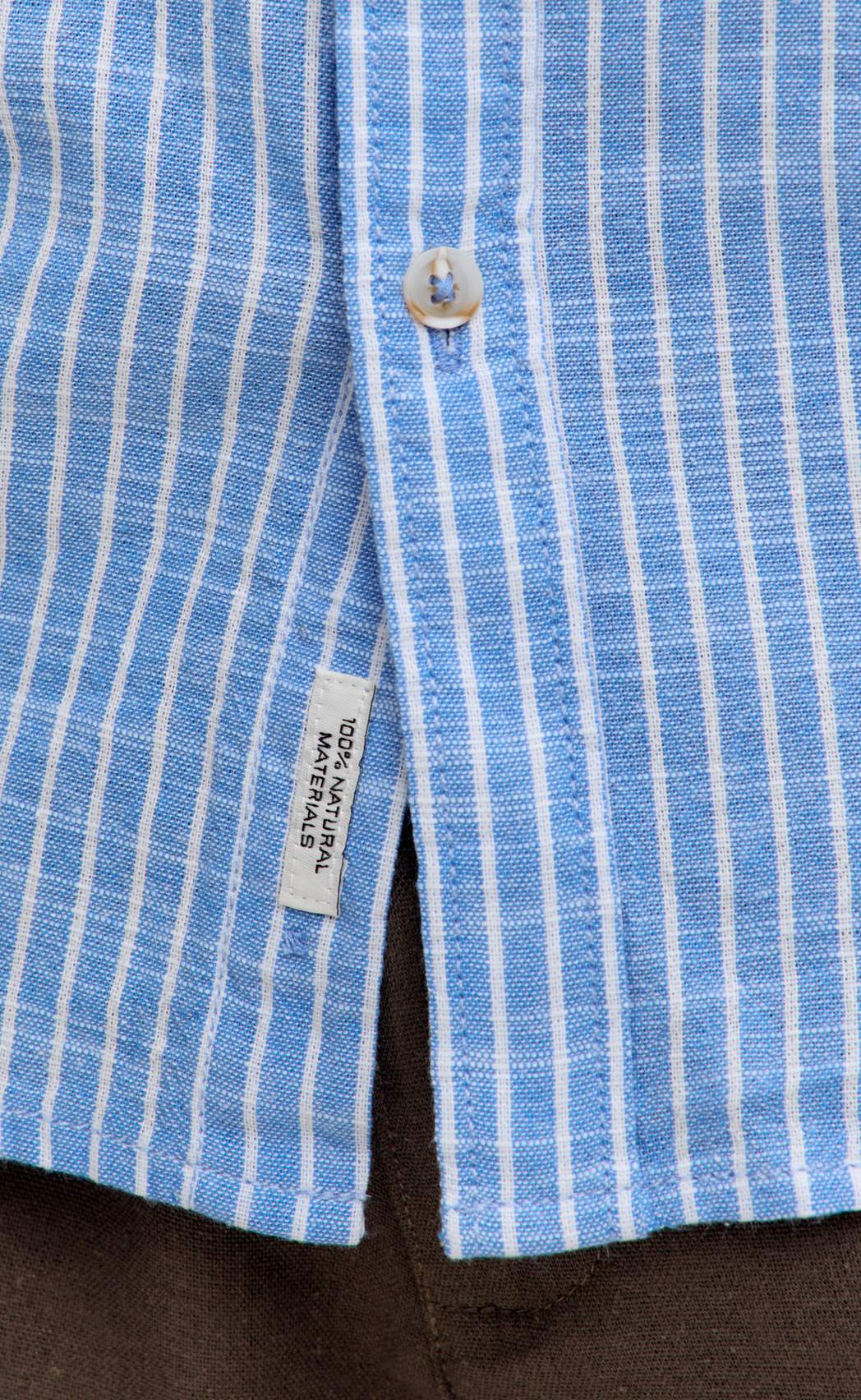 Рубашка к/р лен F111-0451 l.blue stripes