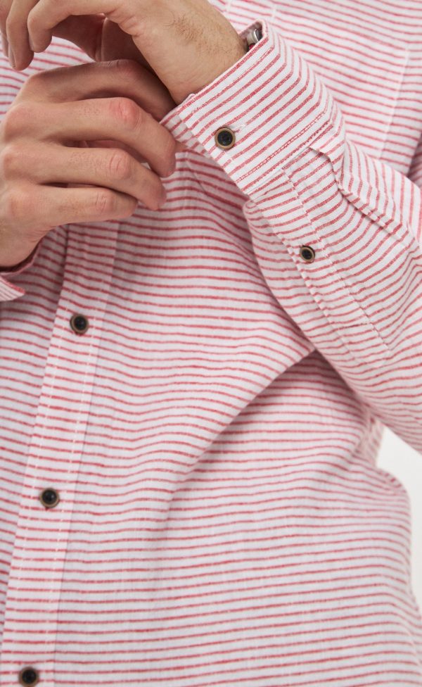 Рубашка д/р лен P411-0489 red