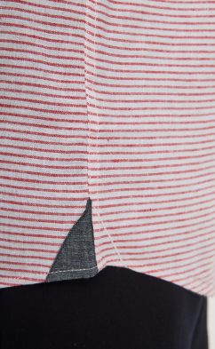 Рубашка д/р лен P411-0489 red