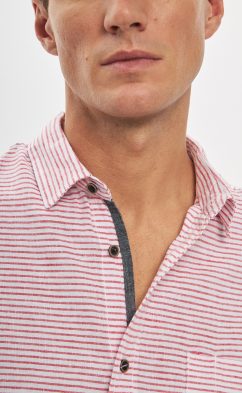 Рубашка д/р лен P411-0489 red