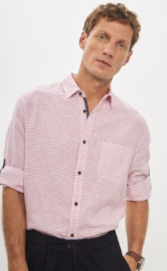 Рубашка д/р лен P411-0489 red