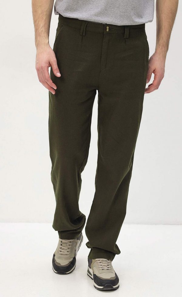 Брюки лен P111-0853 khaki