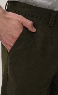 Брюки лен P111-0853 khaki