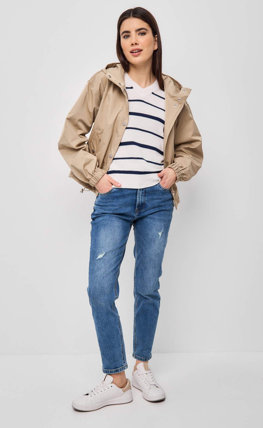 Джемпер к/р F412-1504 milk-navy