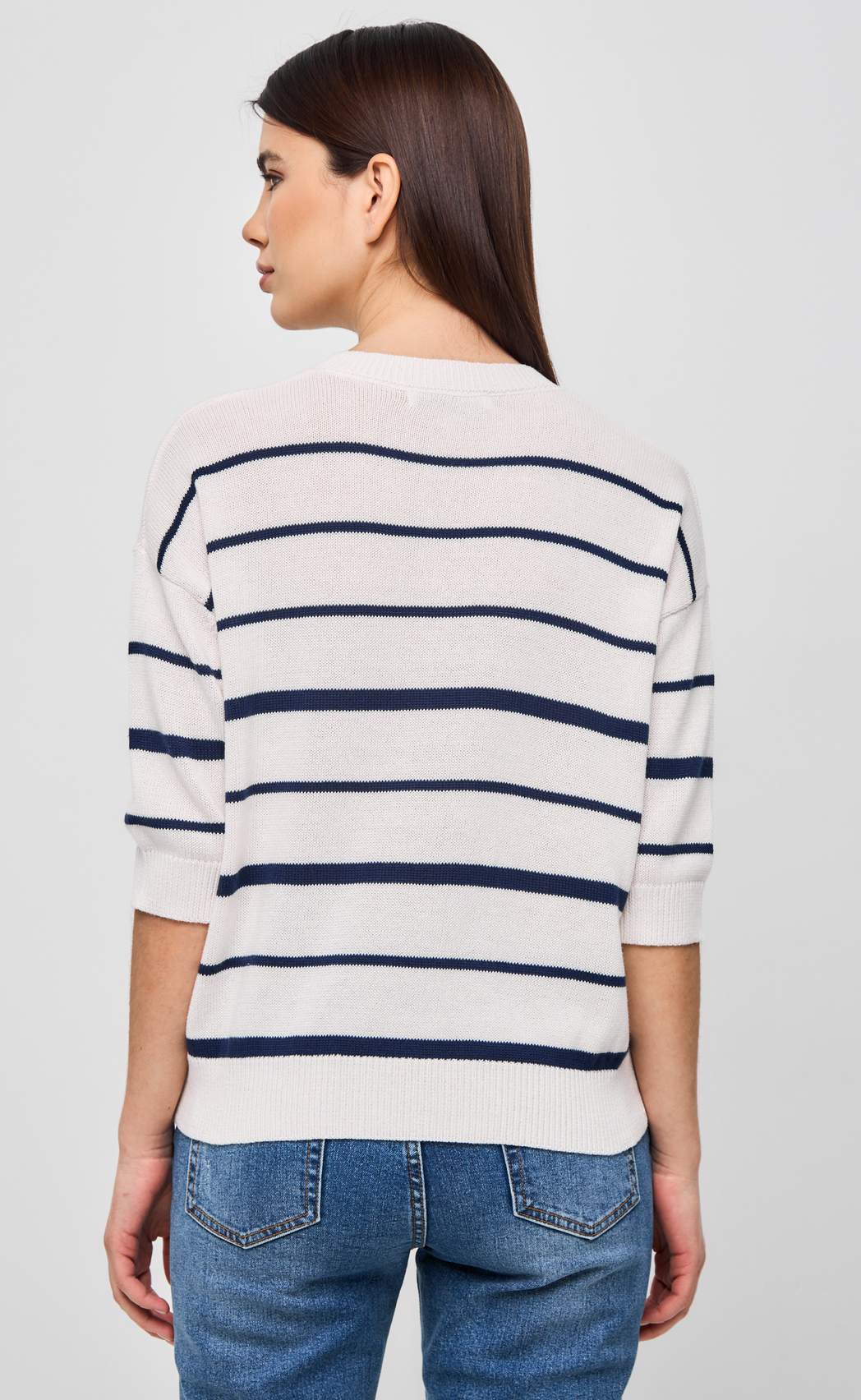 Джемпер к/р F412-1504 milk-navy