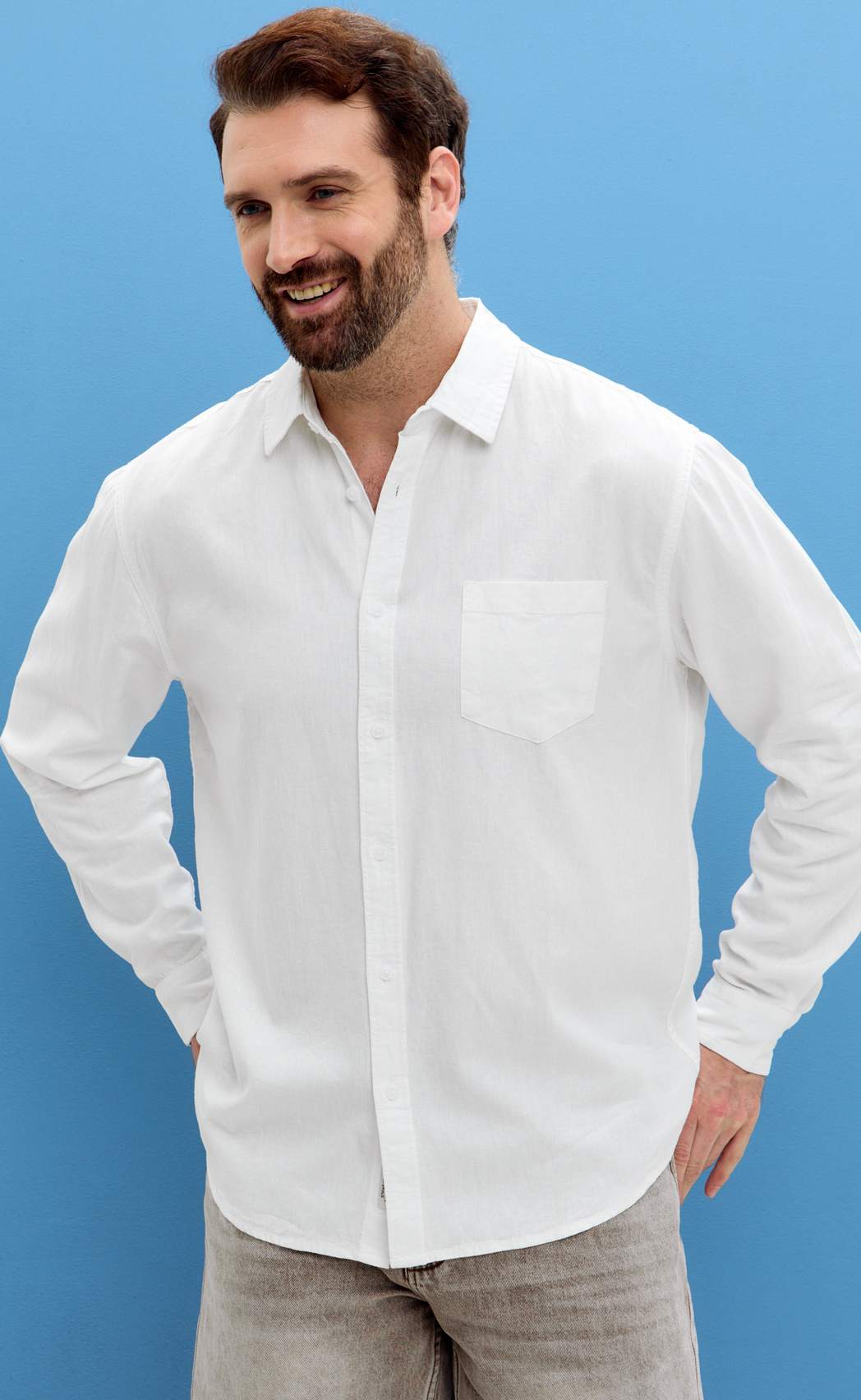 Рубашка д/р лен F111-0450-1 white