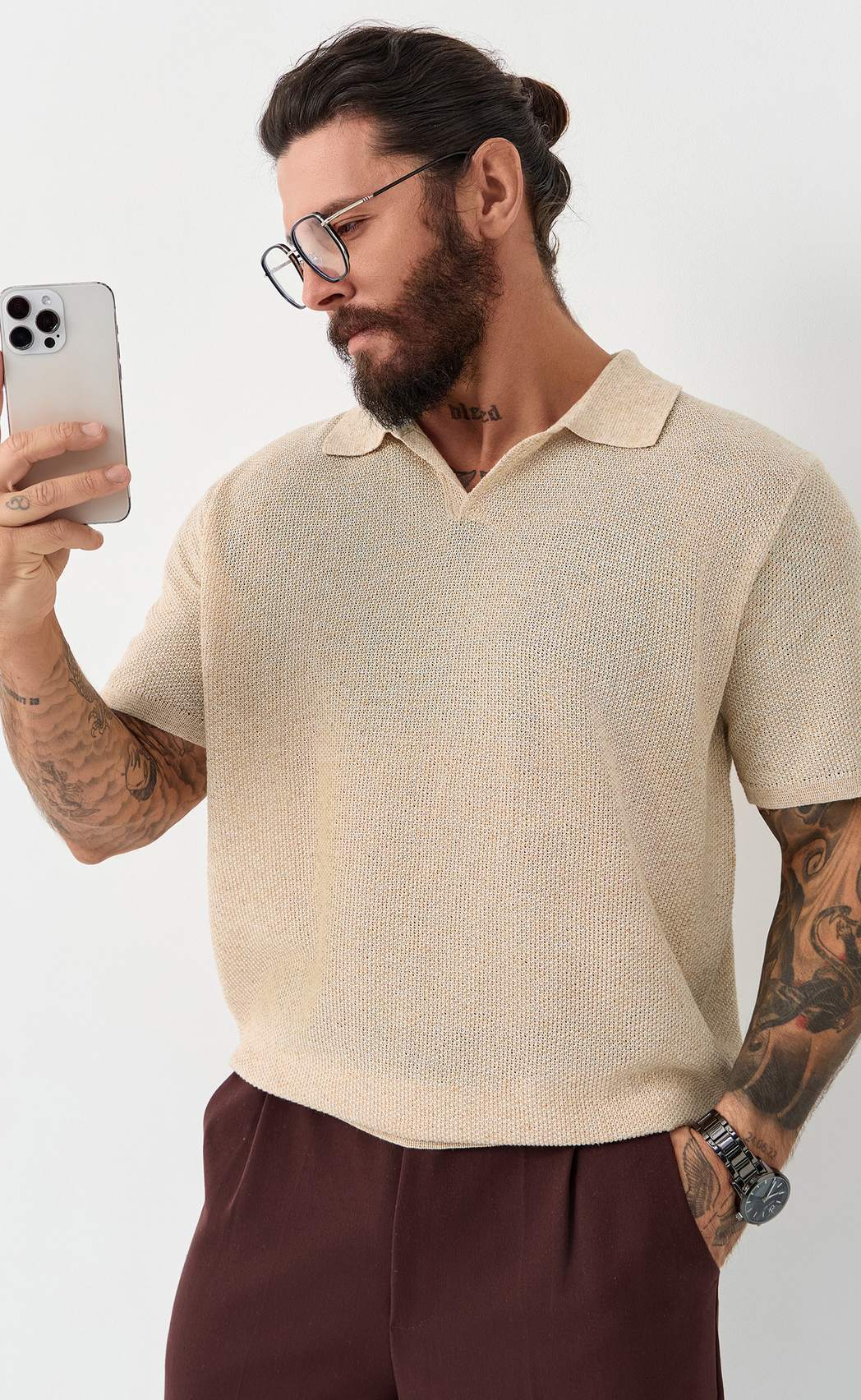 Футболка лен F011-06LN l.beige