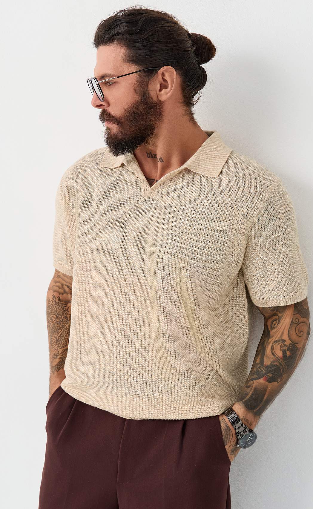 Футболка лен F011-06LN l.beige