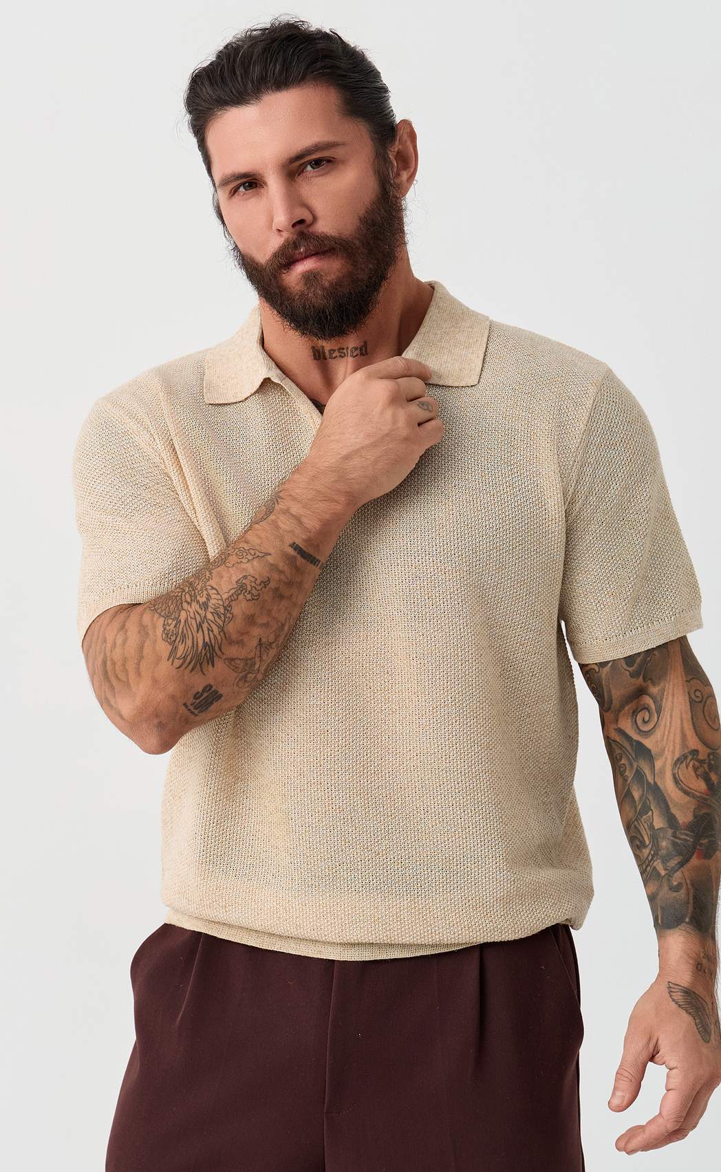 Футболка лен F011-06LN l.beige