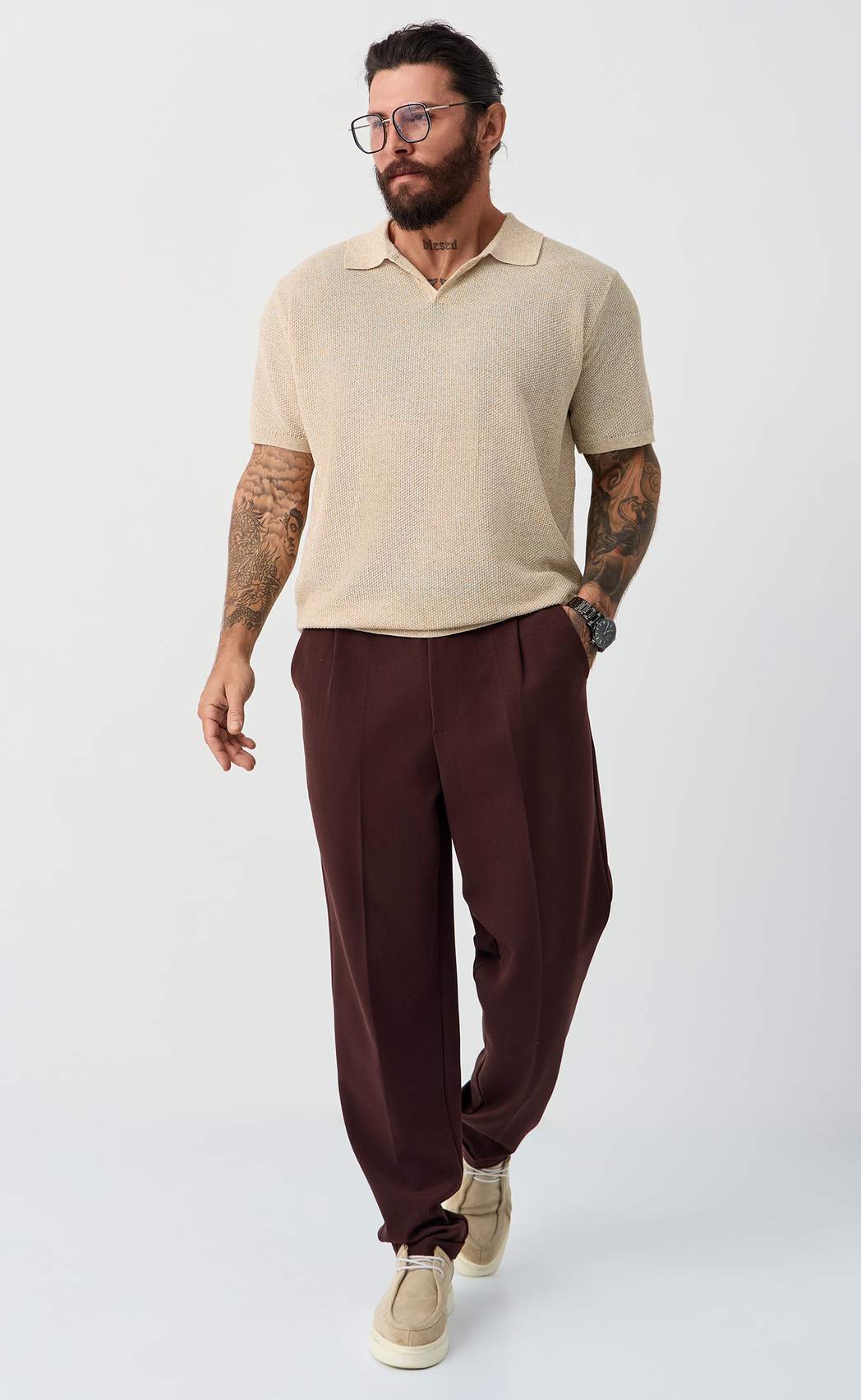 Футболка лен F011-06LN l.beige
